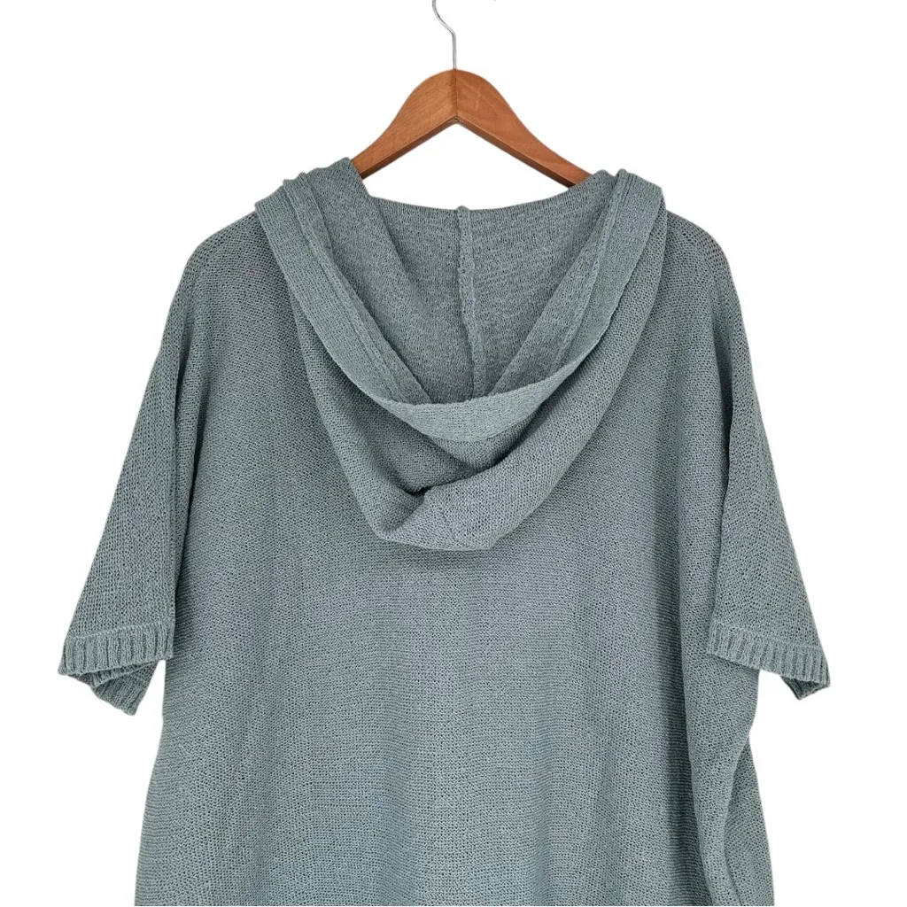 Heyson Oversized Knit Button Hooded Sweater size 1X Short Sleeves Cardigan NWT Green - Image 6