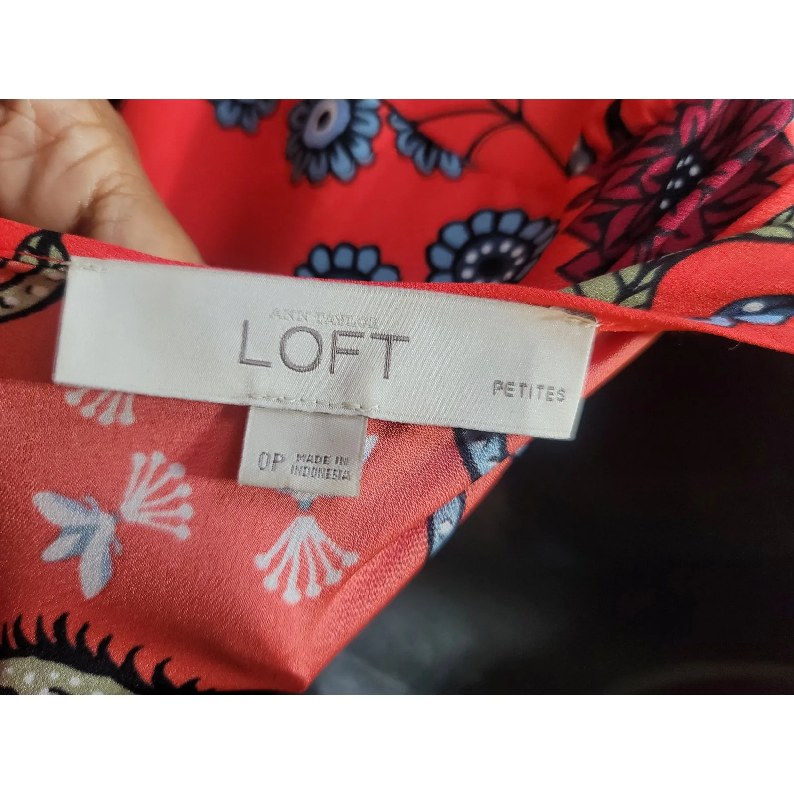 Ann Taylor Loft Dress Womens Petite 0P Red Floral Long Sleeve Mini Career Party - Image 8