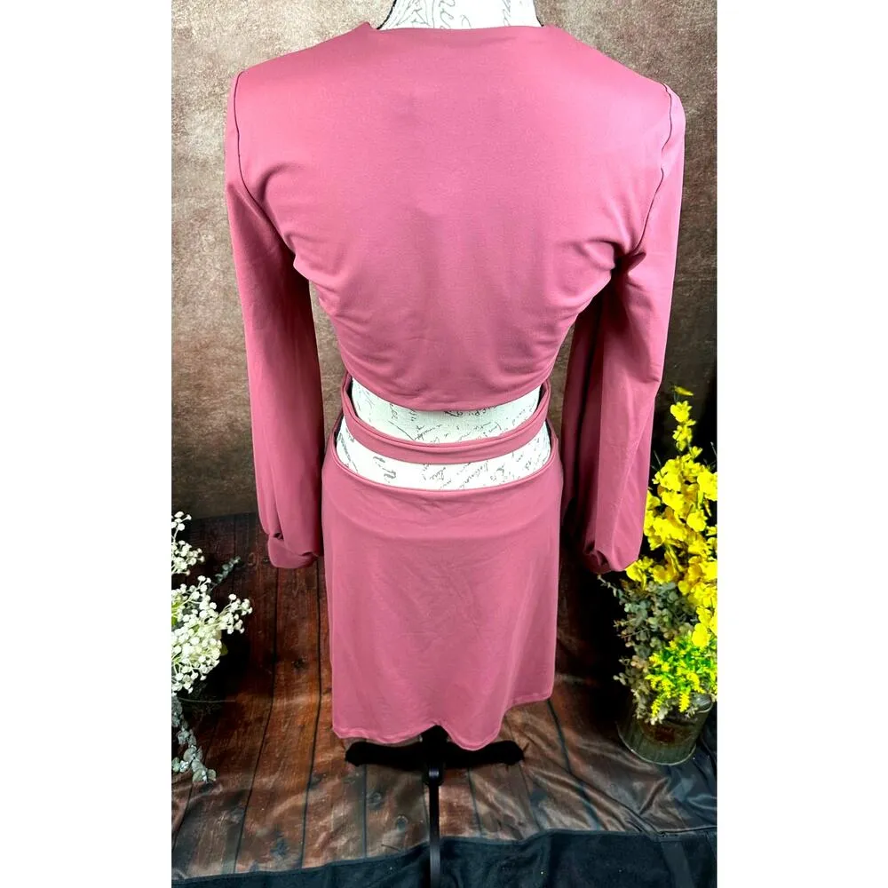 Susana Monaco Deep V Neck Cut Out Back Dress Lipgloss XL - Image 10