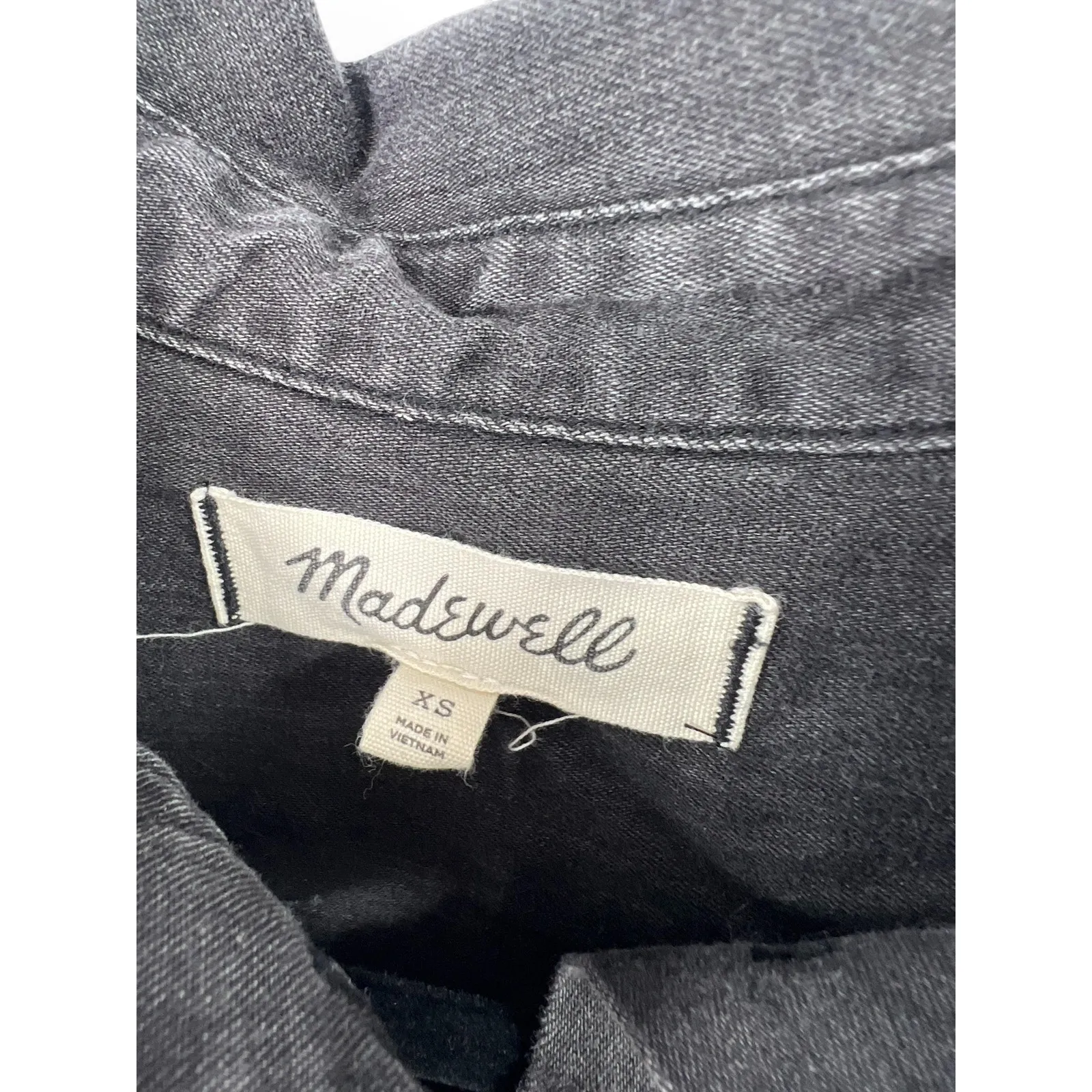 Madewell Black Denim Shirtdress Size XS Colton Wash Gray Pockets Button Down - Image 4