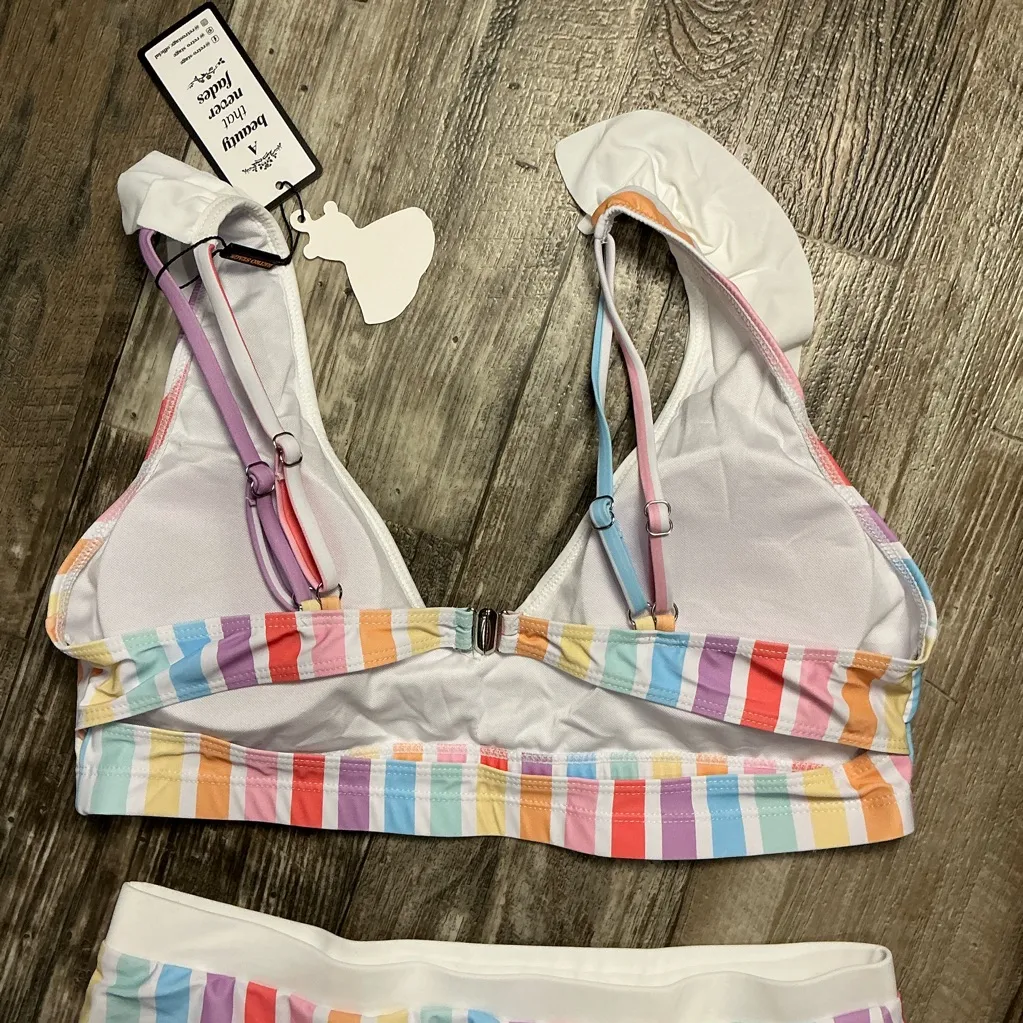 Colorful Striped Bikini Set Size XXL Pink - Image 5