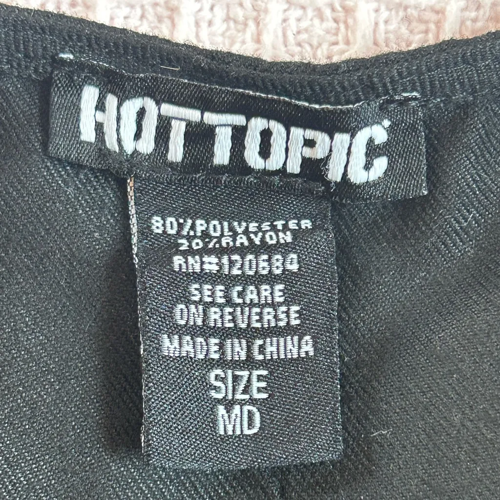 Hot topic retro psychedelic grunge black pleated mini skirt mushroom buttons MED - Image 5