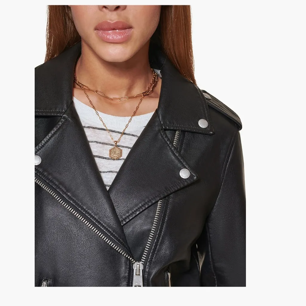 NWT $150 Levi's Faux Leather Fashion Belted Moto Jacket Black SZ-3X - Image 3