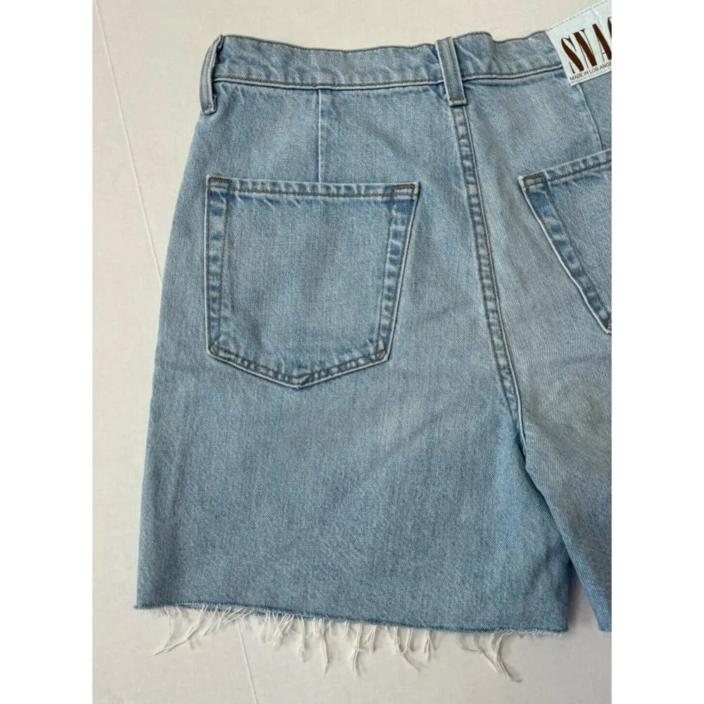 Mother SNACKS Fun Dip Double Pleated Short Fray Just A Nibble Denim Shorts Sz 27 Blue - Image 7