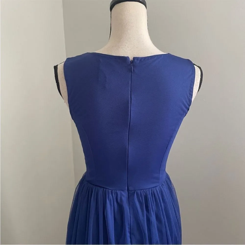 Modcloth Blue‎ Sleeveless Knee Length Retro Sundress Scoop Neck sz XS Graduation - Image 5