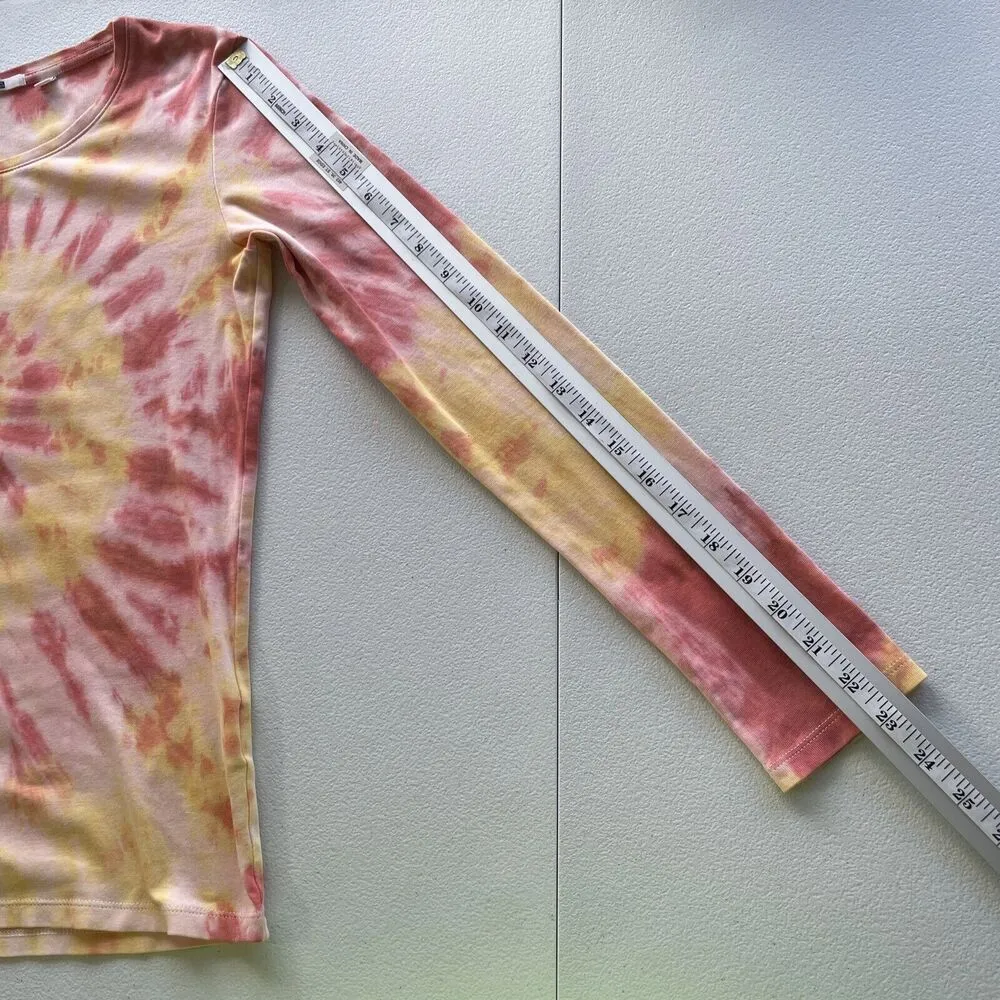 Uniqlo Womens Tie Dye Long Sleeve Round Neck Colorful T-Shirt Size S Multicolor - Image 9