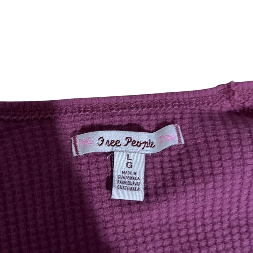 Free People‎ Thermal Top V-Neck Long Sleeve Thumb Hole Purple Large - Image 3