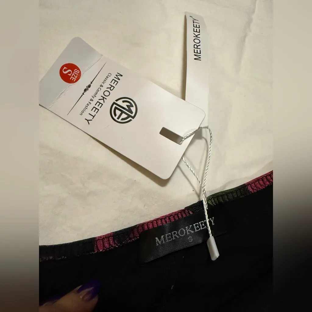 Merokeety Black and Pink Floral Ruched One Shoulder Mini Dress Small - Image 4