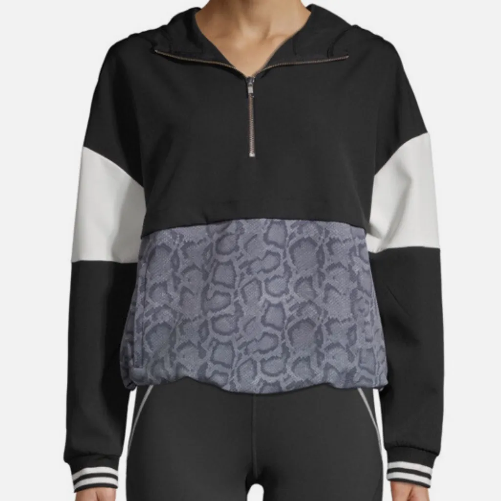 Avia 1/4 Zip Rain Jacket Hoodie Pullover athleisure Snake Skin Pocket B1073 - Image 2