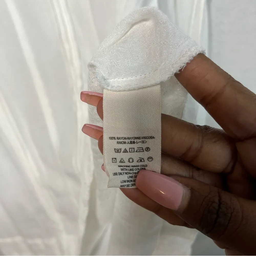 Free People Women Tunic Top Dress XS Ruffle Neck Crochet Lace White Victorian - Image 6