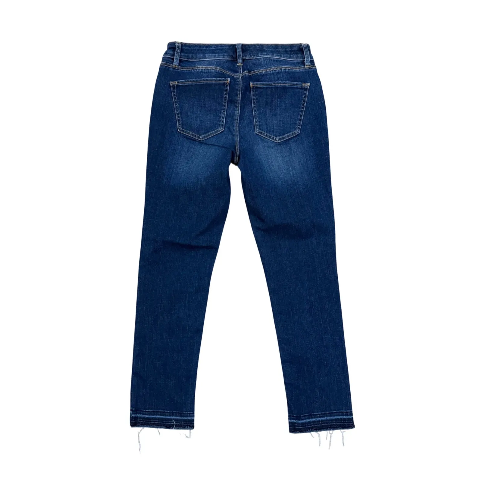 White House Black Market Womens Denim Cropped Jeans Size 0 Raw Hem Zip Detail - Image 2