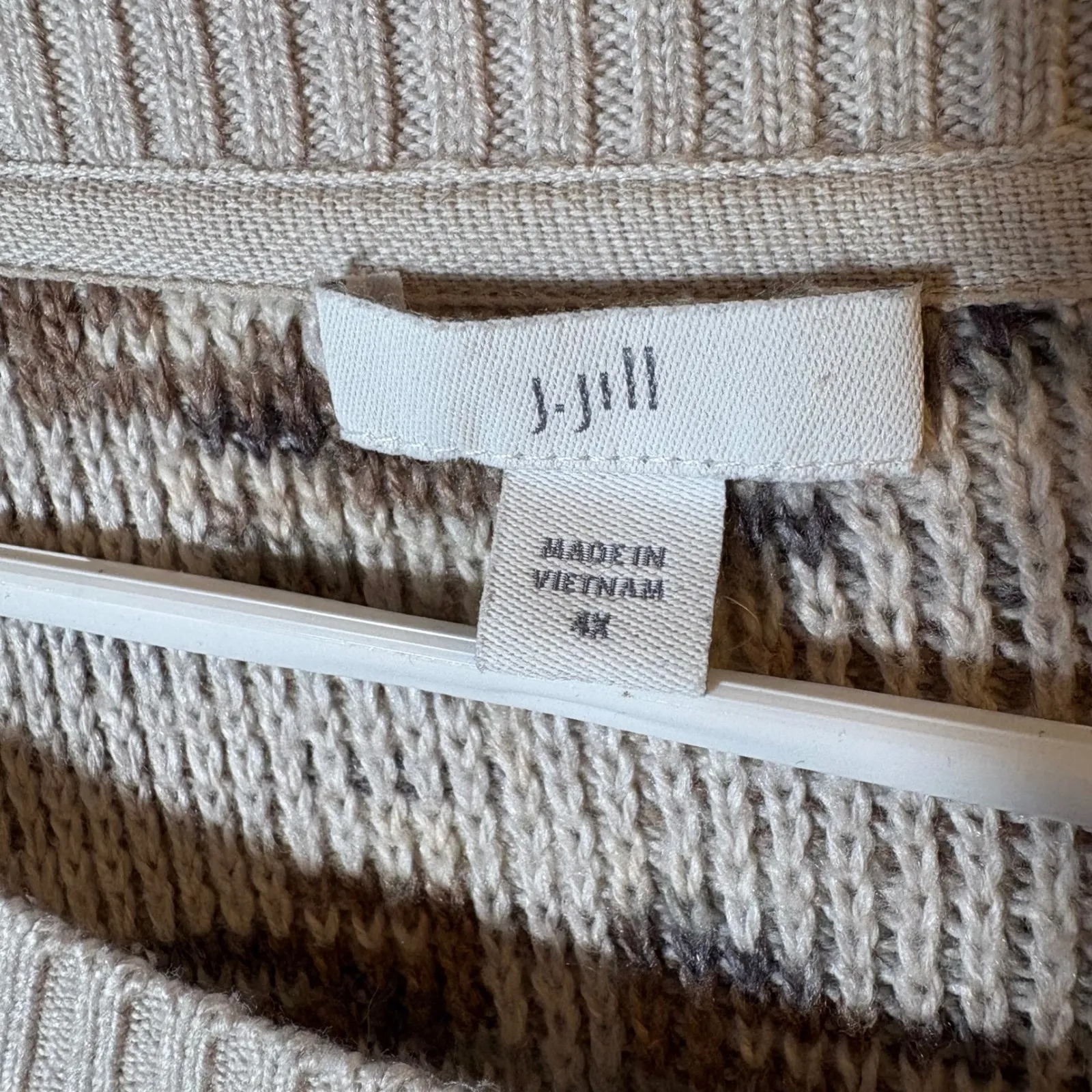 J. Jill Marled Knit Sweater Neutral Taupe Gray Drop Shoulder Relaxed Pullover 4X - Image 2