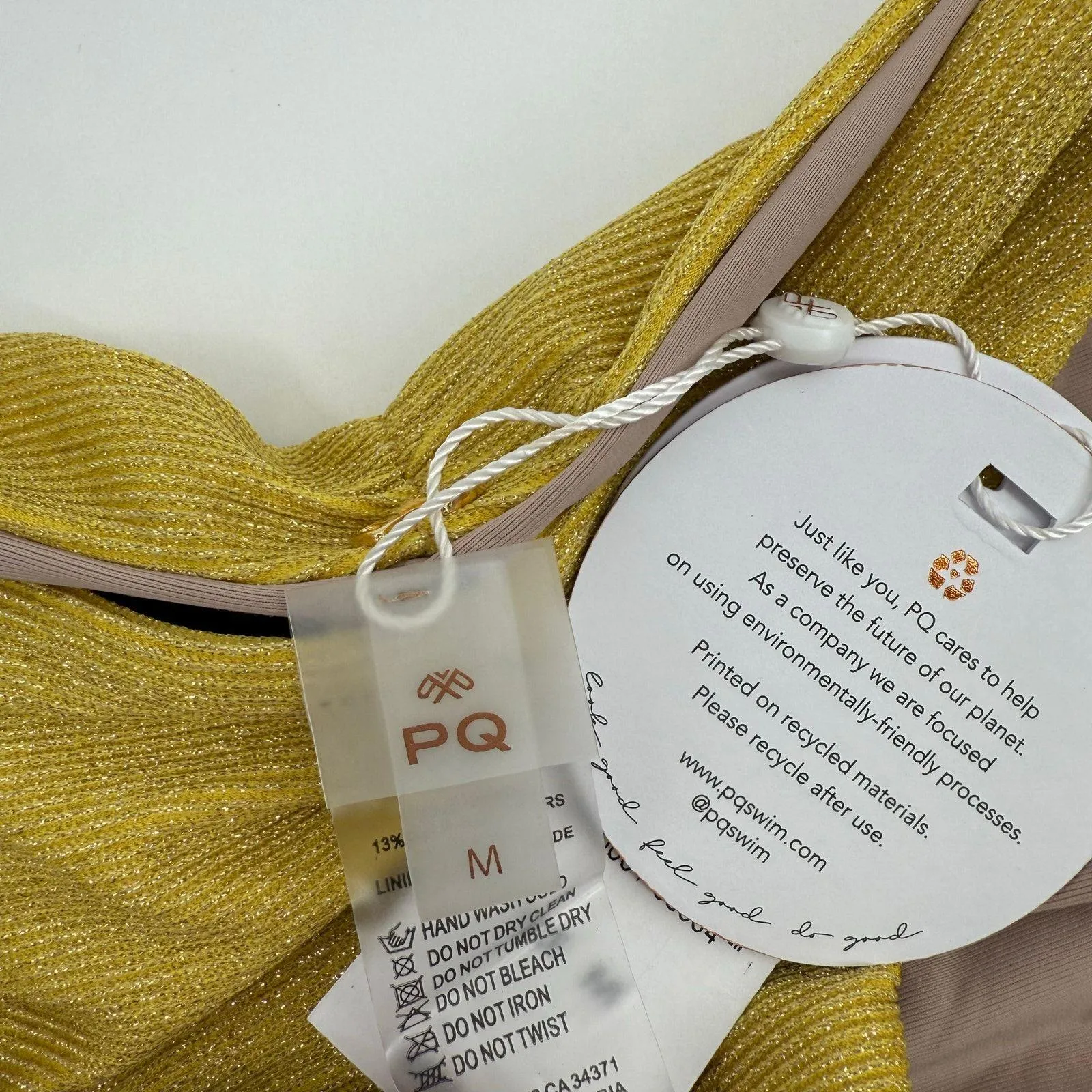 PQ SWIM PILYQ Swim Bottoms Size Medium NWT Eden Ring Full Gold Coast Teeny Swim Yellow - Image 8