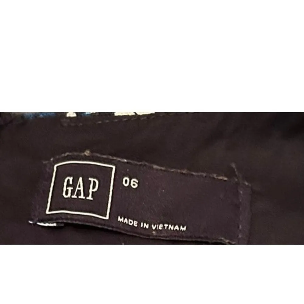 Gap Linen Cotton Fit Flare Blue Floral Sleeveless Summer Spring Dress Women Sz 6 - Image 5