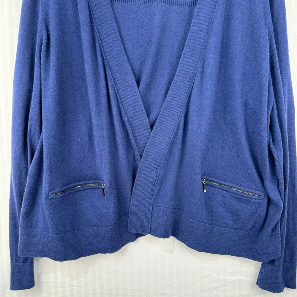 Sejour Royal Blue Open Cardigan Knit Sweater Size 2X Classic Preppy Luxurious - Image 9