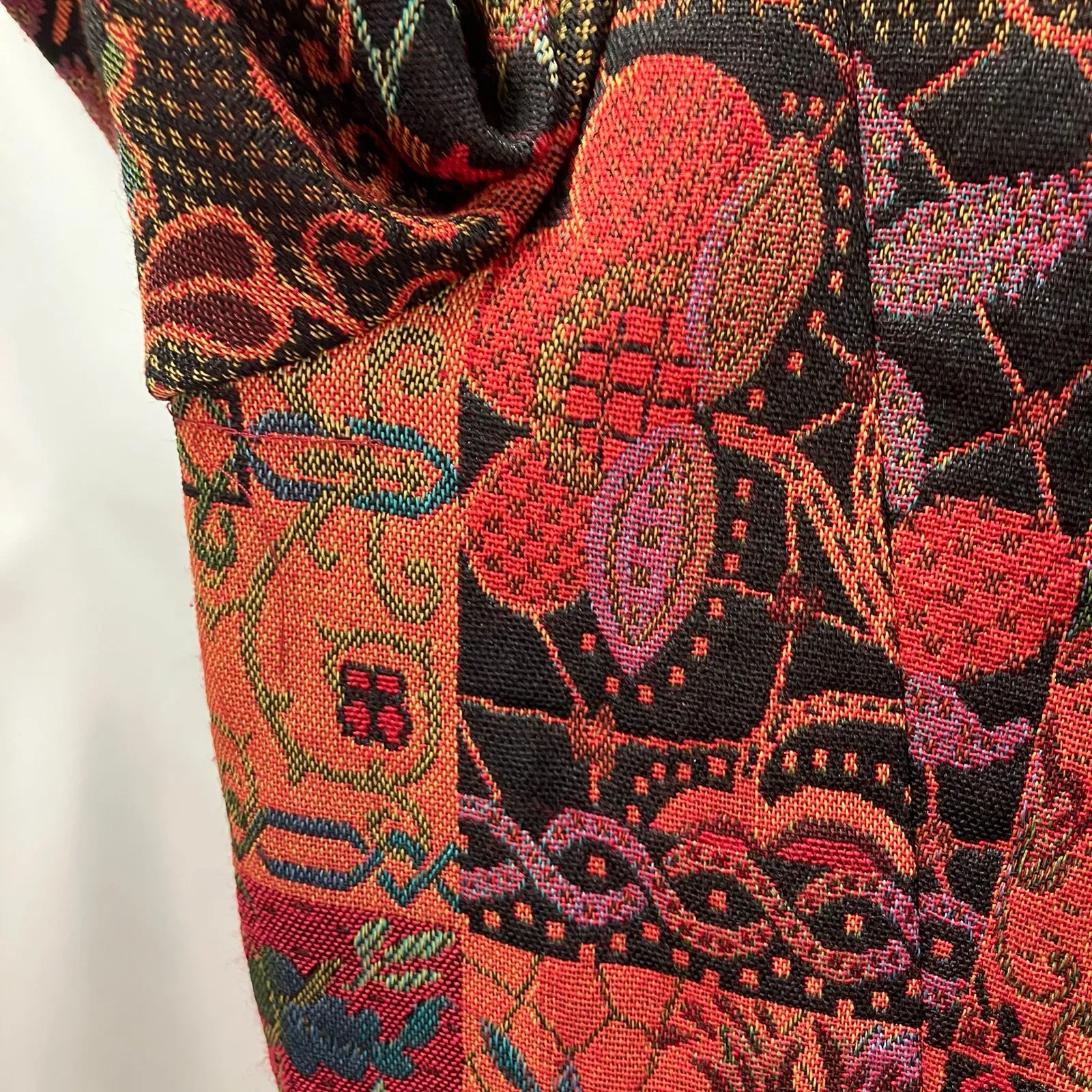 Ellen‎ Fig Womens Medium Multi Color Floral Full Zip Lined Beaded Blazer Jacket Orange - Image 12