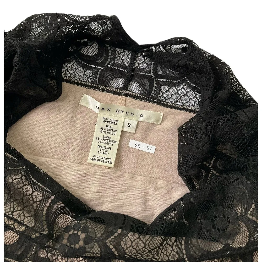 Max Studio Black Beige Lace Tunic Size S | 39-31 - Image 4