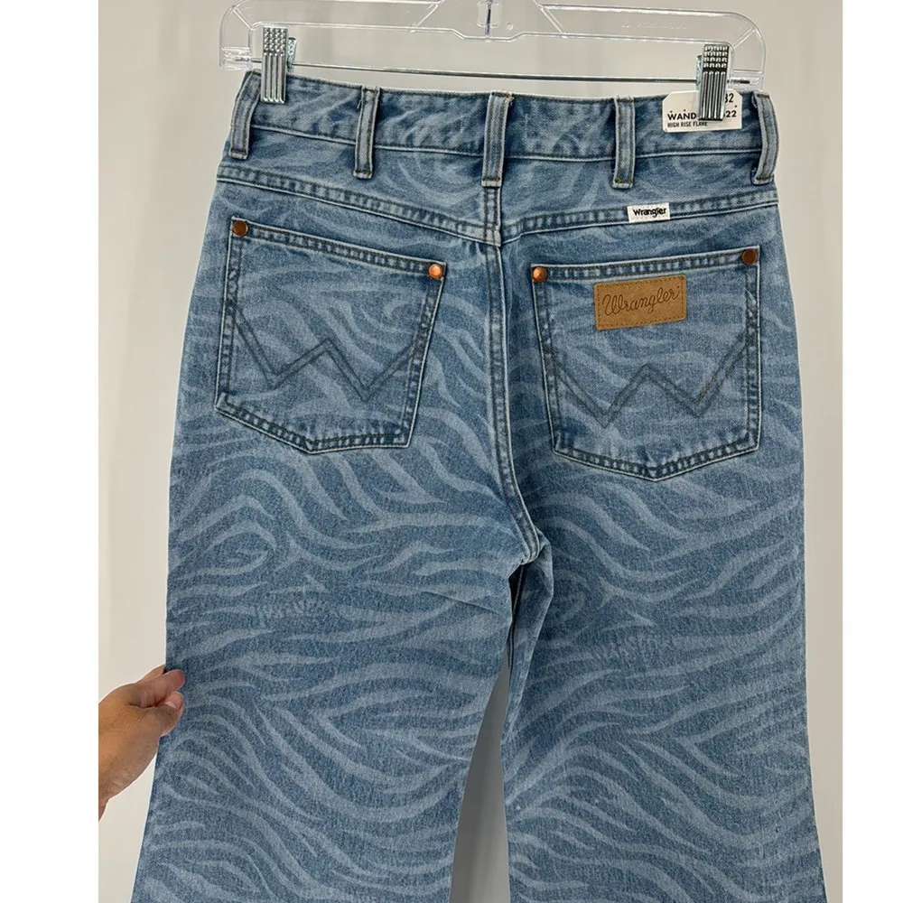 ZOE ZEBRA WRANGLER FLARES raw hem high waisted western rodeo festival size 27 - Image 5