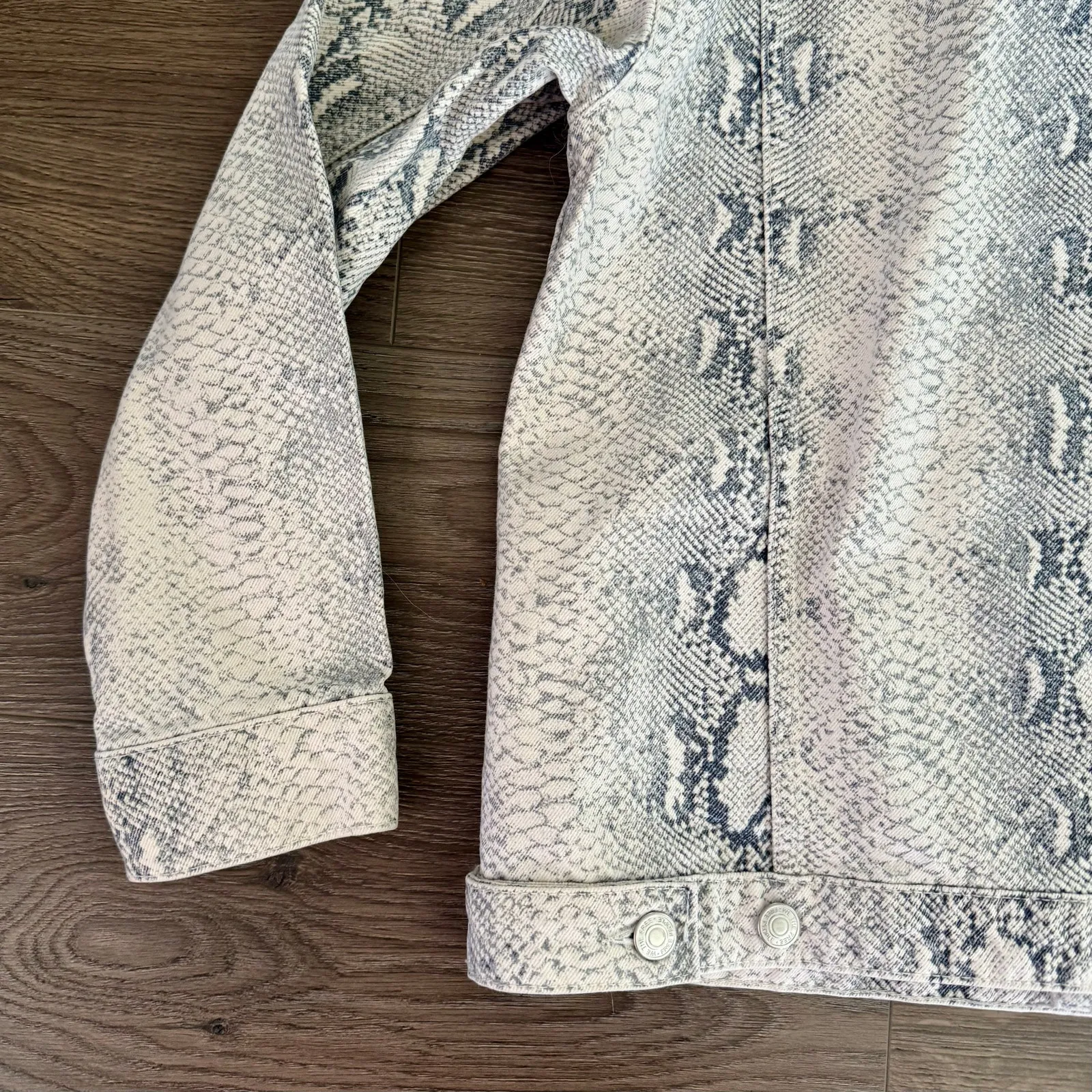 Free People Jacket Python Snake Denim Trucker Festival Gray womens XS - Image 9