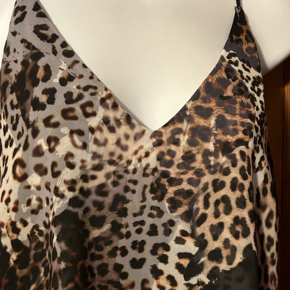 Woven Leopard Strap Back Tank Top - Image 2