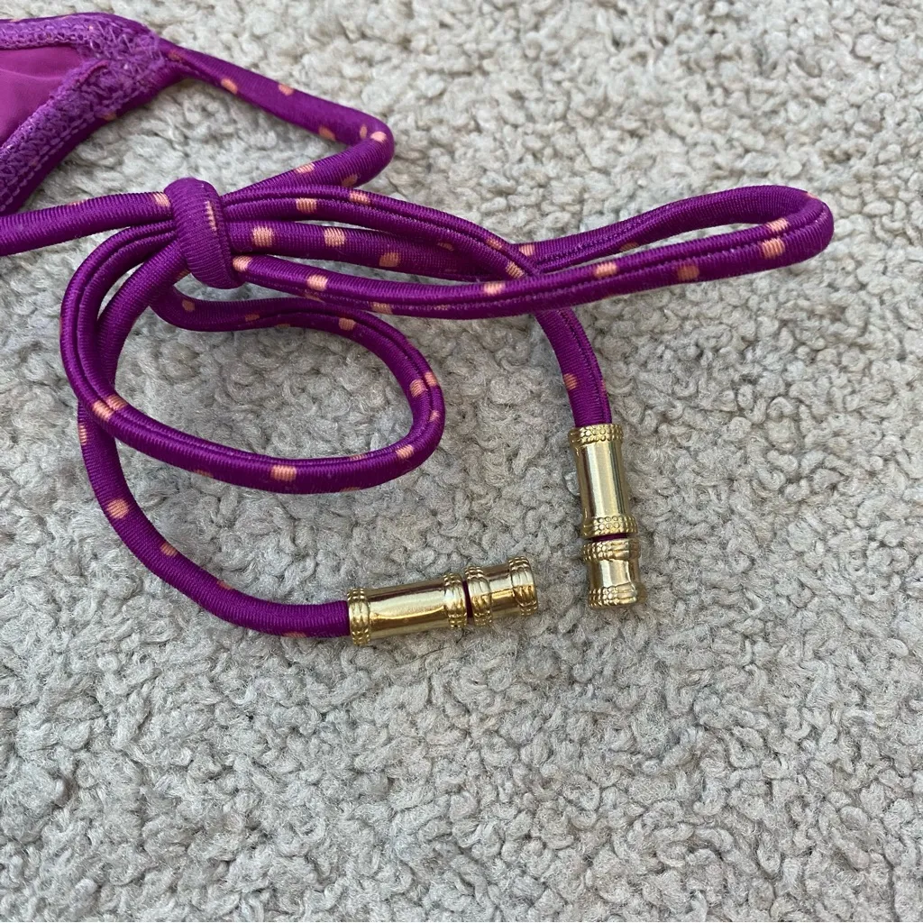 Vix Paula Hermanny Louise Shaye‎ Tie Side Bikini Bottom Magenta Polka Dot S Purple - Image 6