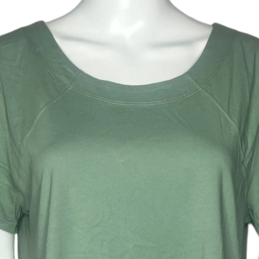 Soft Surroundings Shirt Women Large Sage Green Khole Top Mix Media Tiered‎ Satin - Image 5