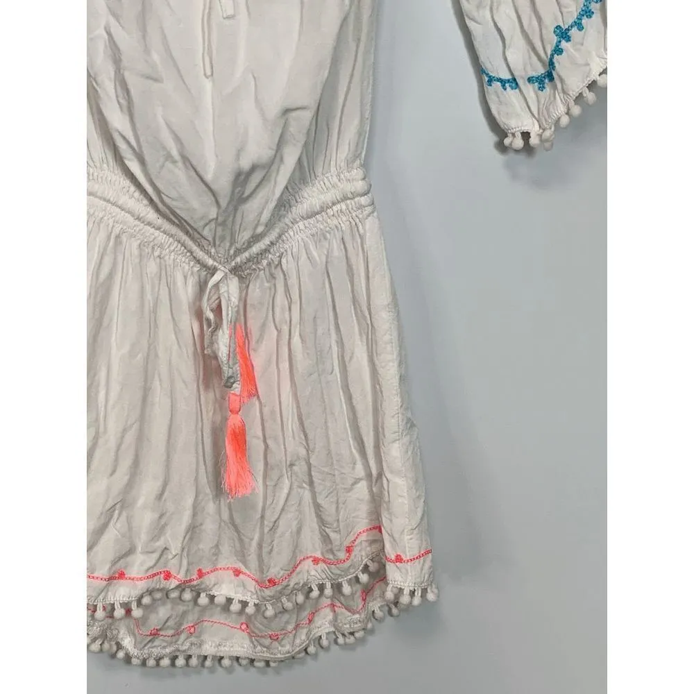 By The Sea Women's Off Shoulder Pompoms Beach Swimsuit Cover Up White One Size Size undefined - Image 3