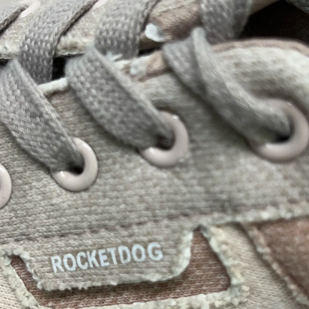 ROCKET‎ DOG CHERRY PLATFORM PLUSH FOAM SNEAKERS 9.5 BEIGE/PINK GRAY LACES PREOWN - Image 5