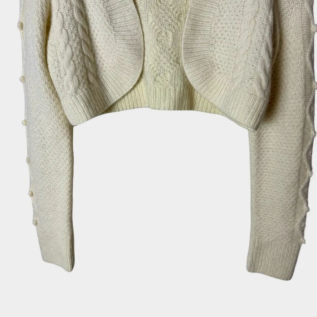 Diane von Furstenberg Guinevere Cropped Wool Angora Cable Knit Cardigan Shrug S - Image 5