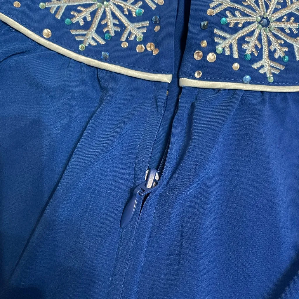 New Quacker Factory Blue Snowflake Embroidered Zip Up Long Sleeve Nightgown L Size L - Image 6