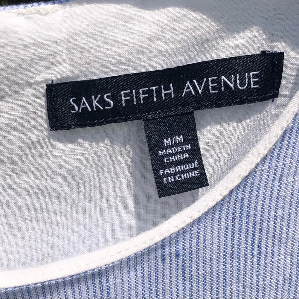 Saks fifth Ave all cotton pinstripe dress with ruffle M - Image 3