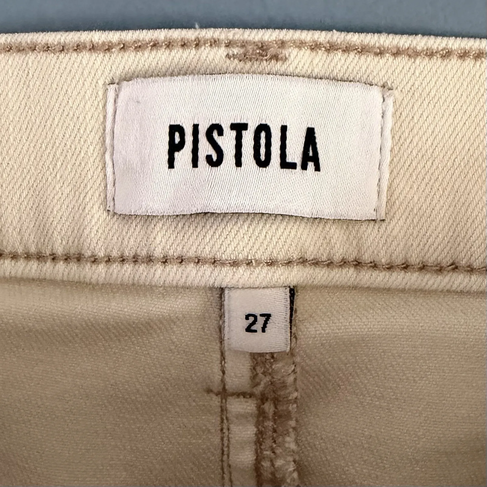 Pistola Lennon Cropped Boot High Rise Raw Hem Sandstone Ecru Jeans - Image 6