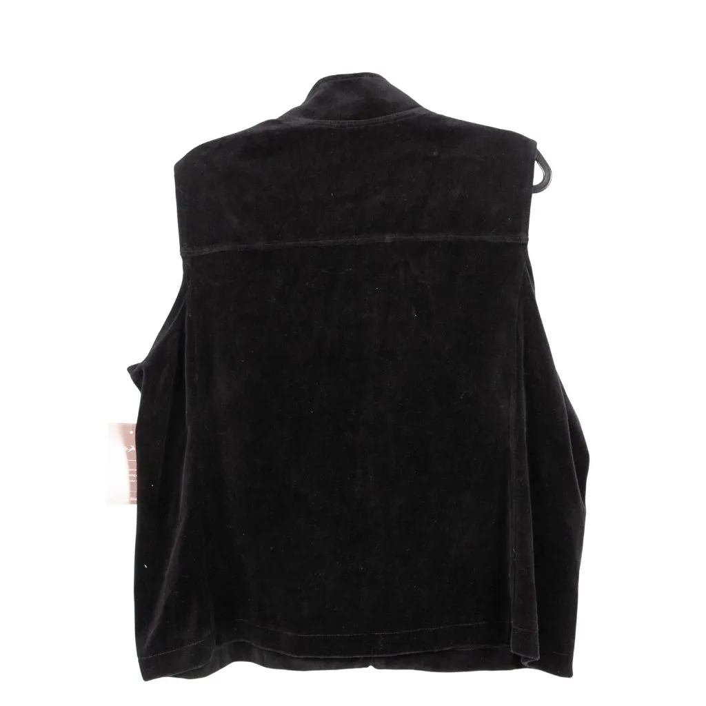 White Stag Y2K Velour Vest XL 16 18 Womens NEW Black Full Zip Momcore Pockets - Image 6