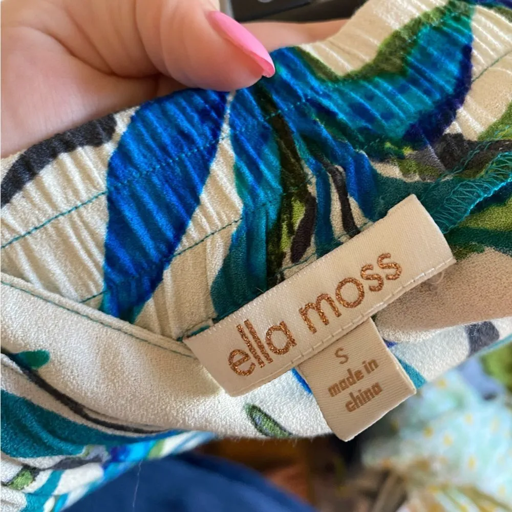 Ella Moss Tropical Print Straight Leg Vacation Tie Waist Pants Size small - Image 5