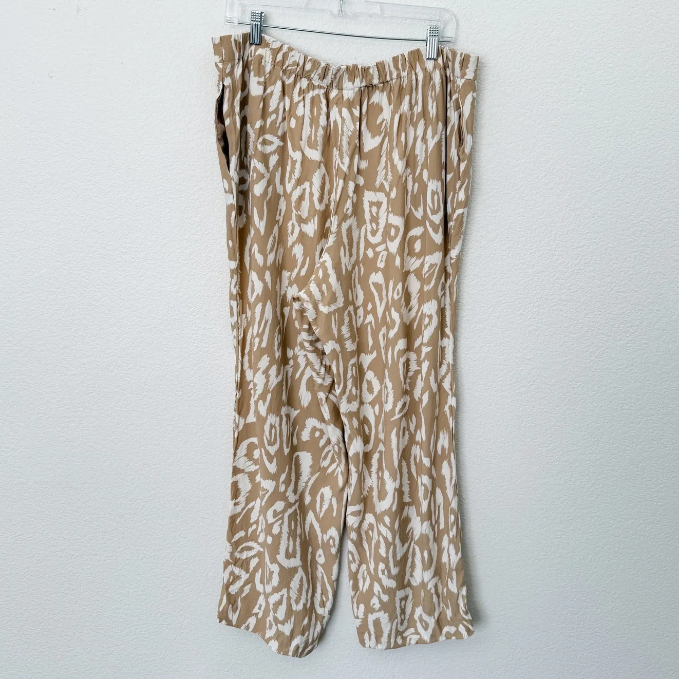 [Lafayette 148 New York] Camel Animal Print Tan Riverside Wide Leg Pants Size XL - Image 3