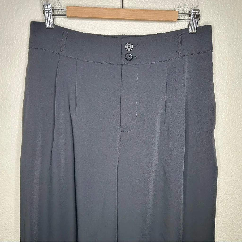 NWT Halara High Waisted Zipper Pocket Shirred Straight Leg Work Pants black L - Image 3