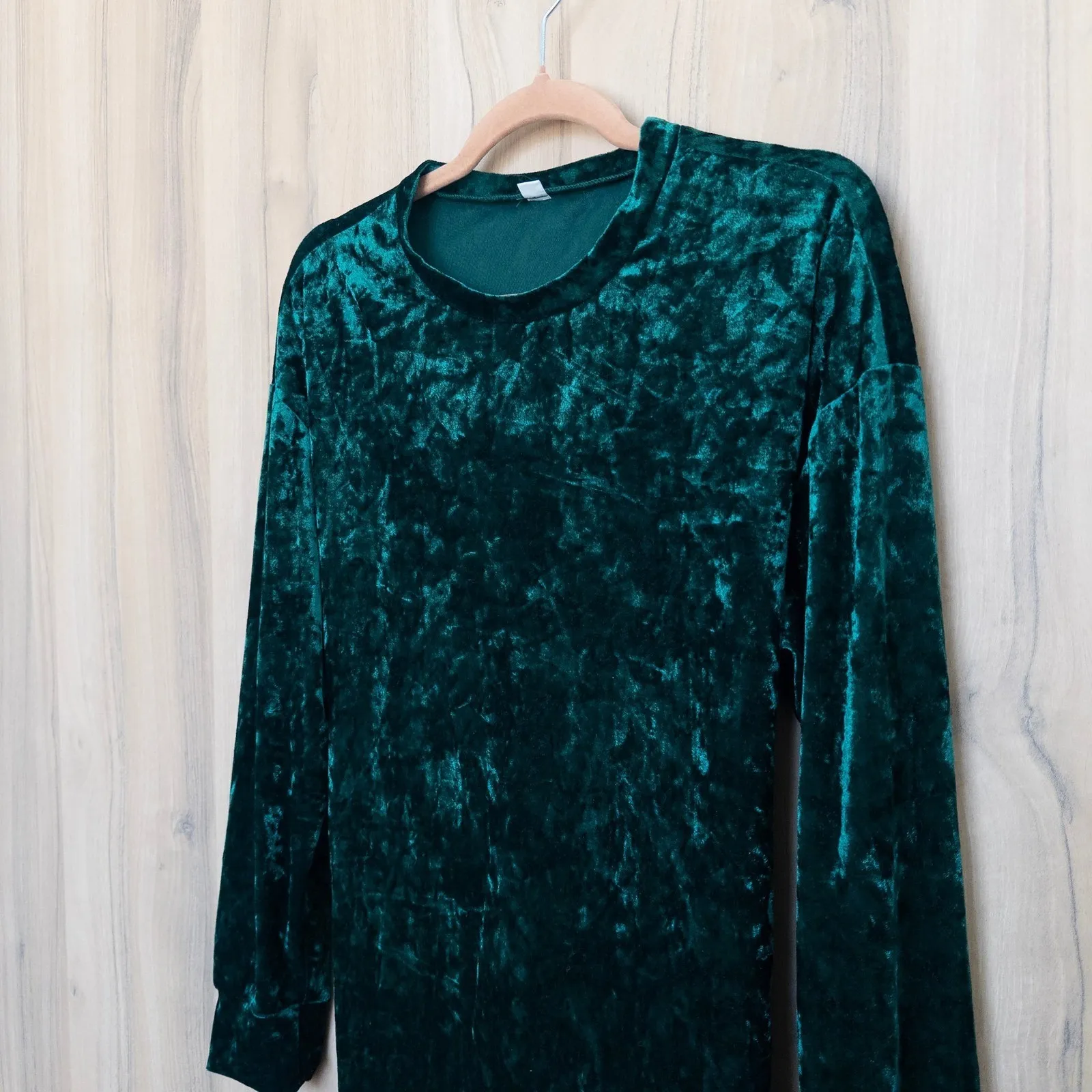 Womens Crushed Velvet Dress Size L Green Long Sleeve Whimsigoth Fairy Grunge Size L - Image 4