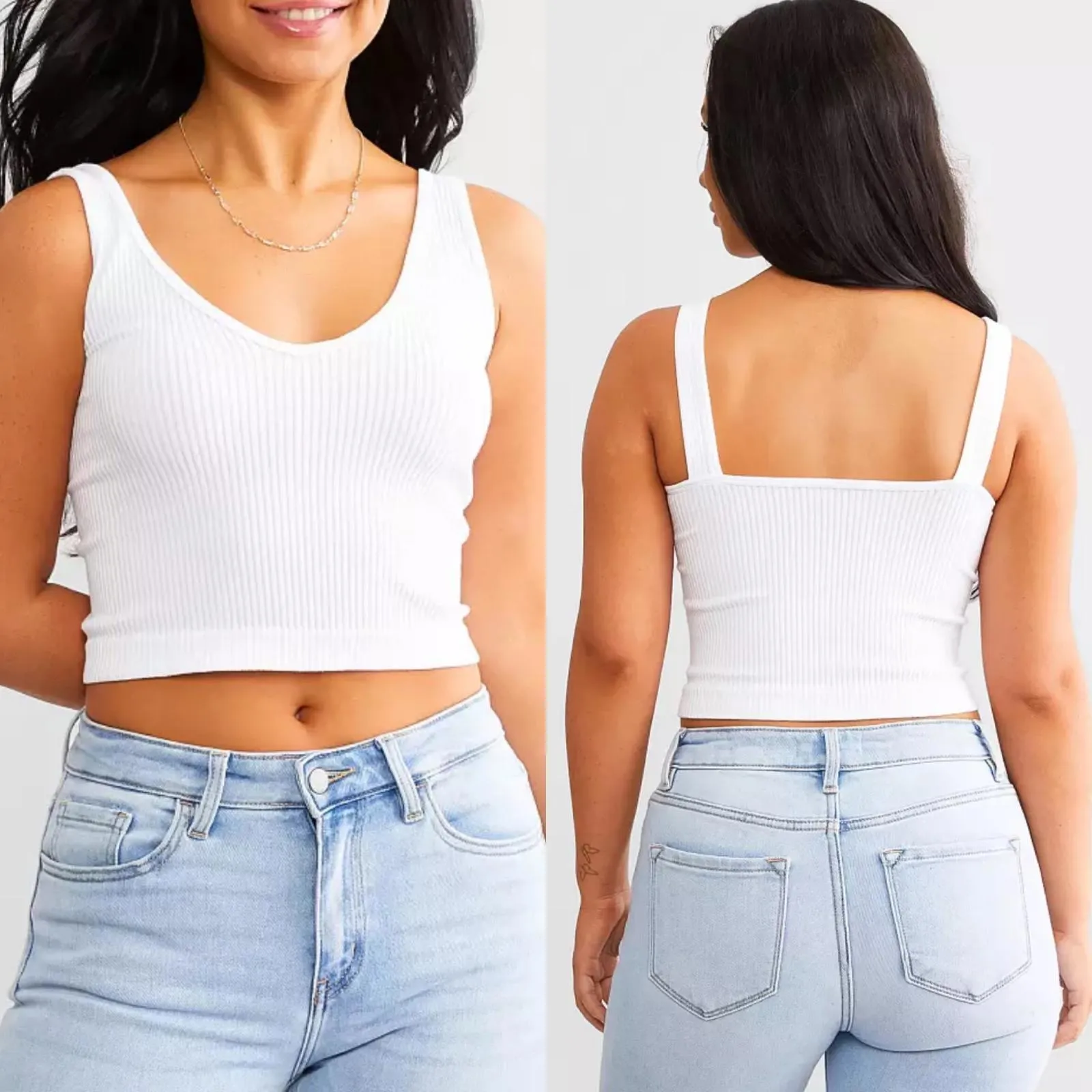 Free People Intimately Ribbed Brami Cropped Tank Top White Women’s size M/L - Image 2