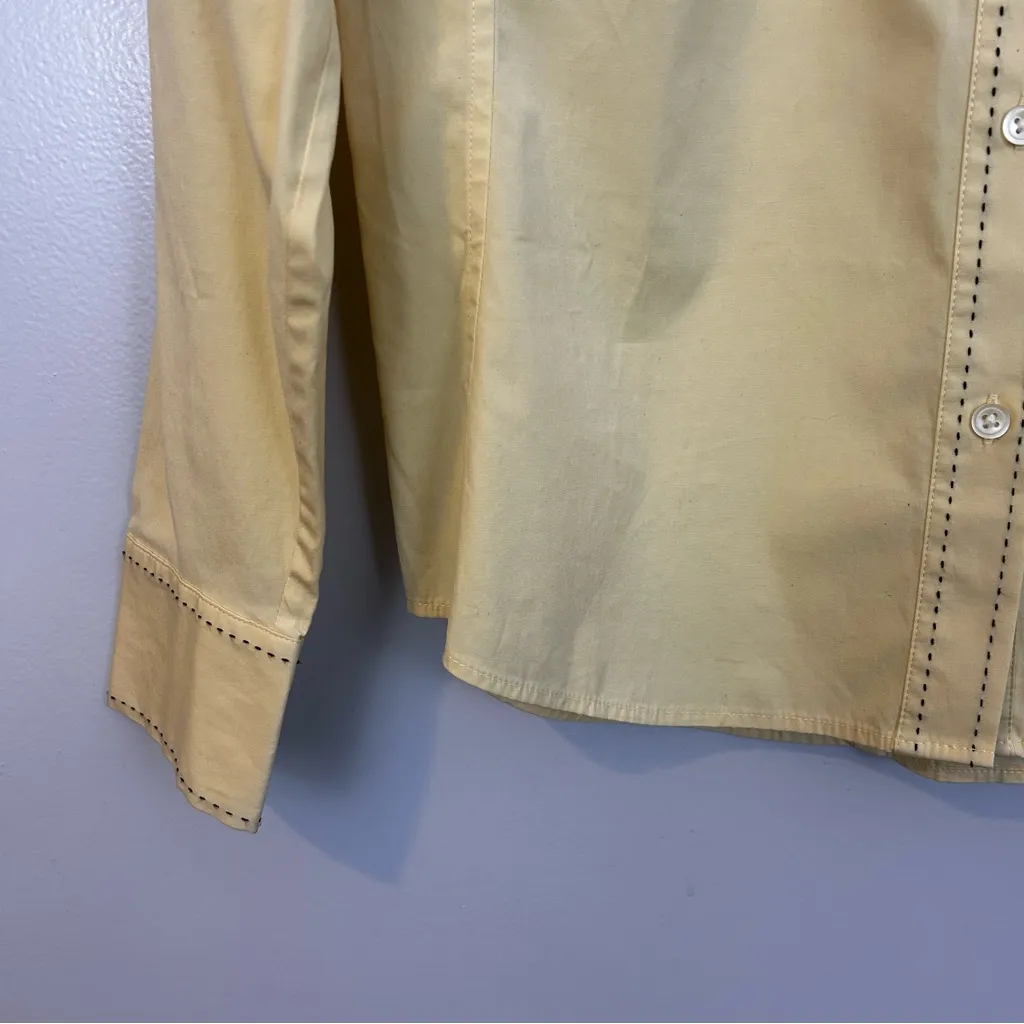 NWT Vintage Y2K Gap Stretch Pale Yellow Button Down Shirt Size Medium 2004 - Image 7