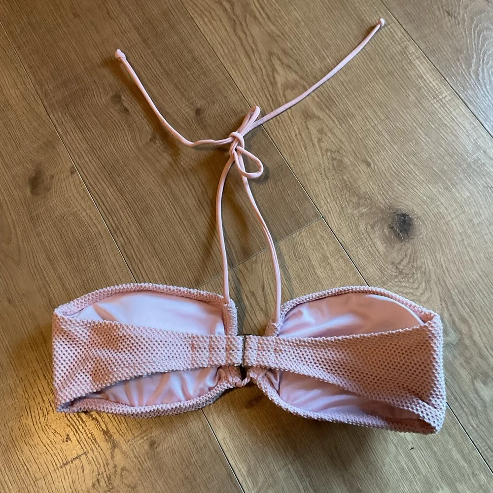 🩵 Victoria Secret Pink With Silver Glitter Thread Bandeau Bikini Top Size Large - Image 5