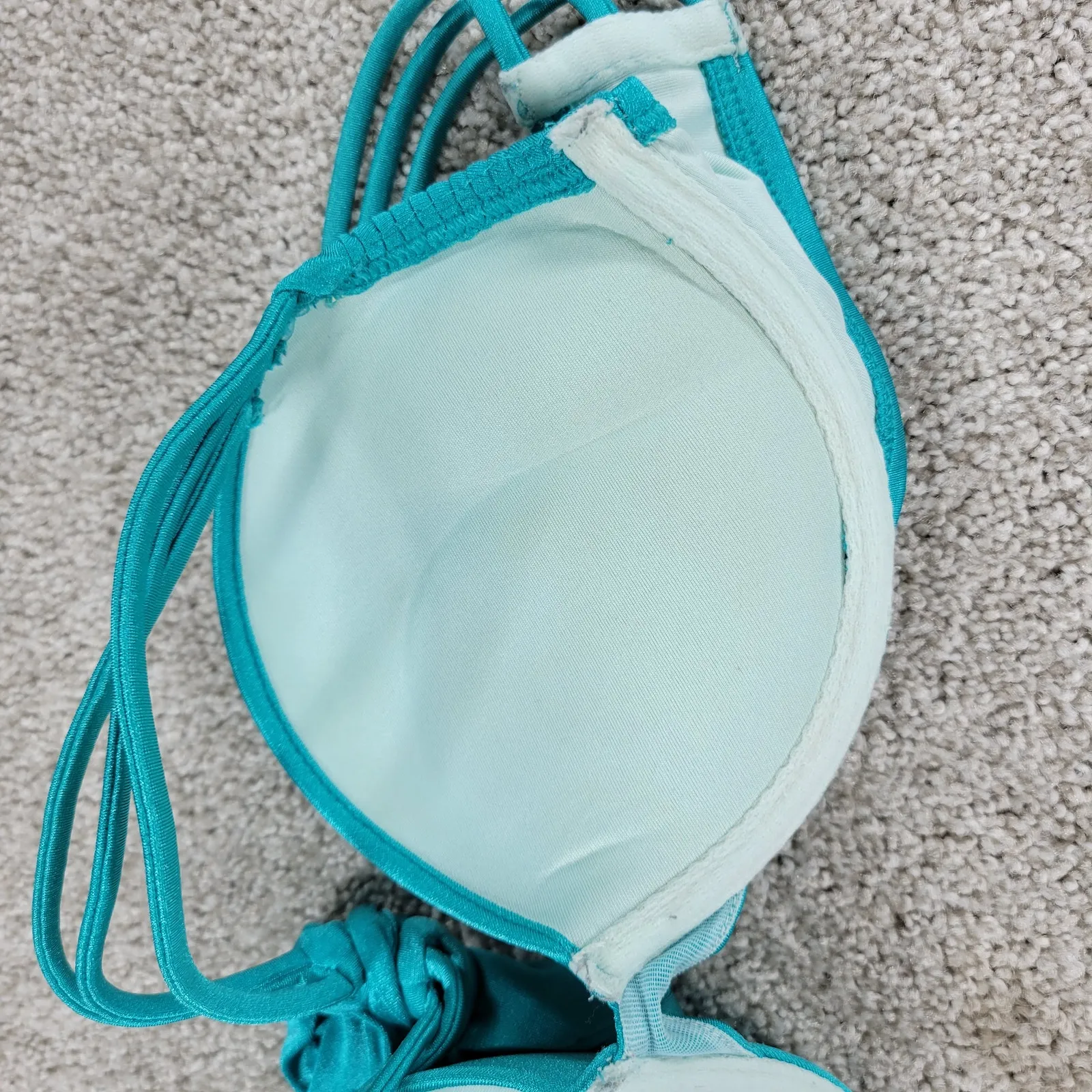 Victorias Secret Bombshell Bikini Top‎ Womens A Cup Teal Blue Padded Push Up Bra - Image 12
