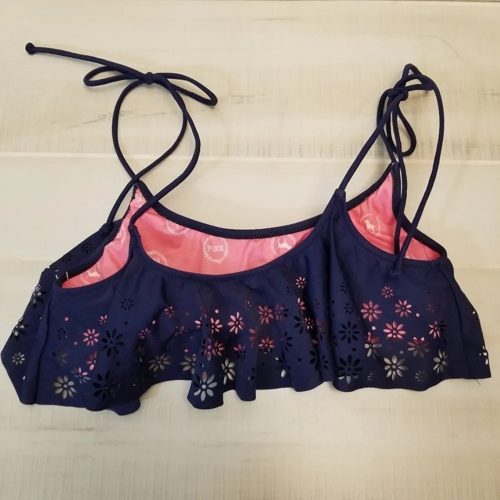 {M} PINK Victoria's Secret Bandeau Flounce String Bikini TOP ONLY - Image 2