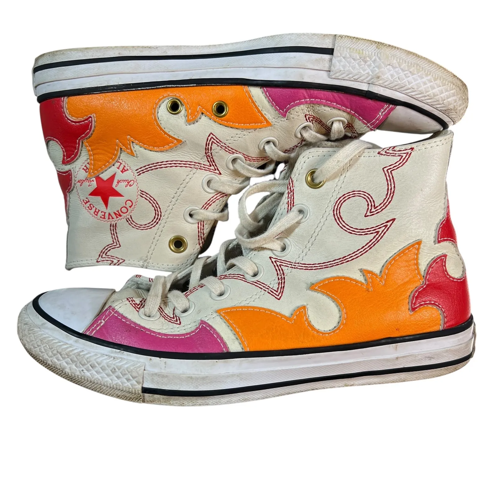 Converse Chuck Taylor All Star High Top Flames Leather Sneakers Womens 7.5 - Image 3