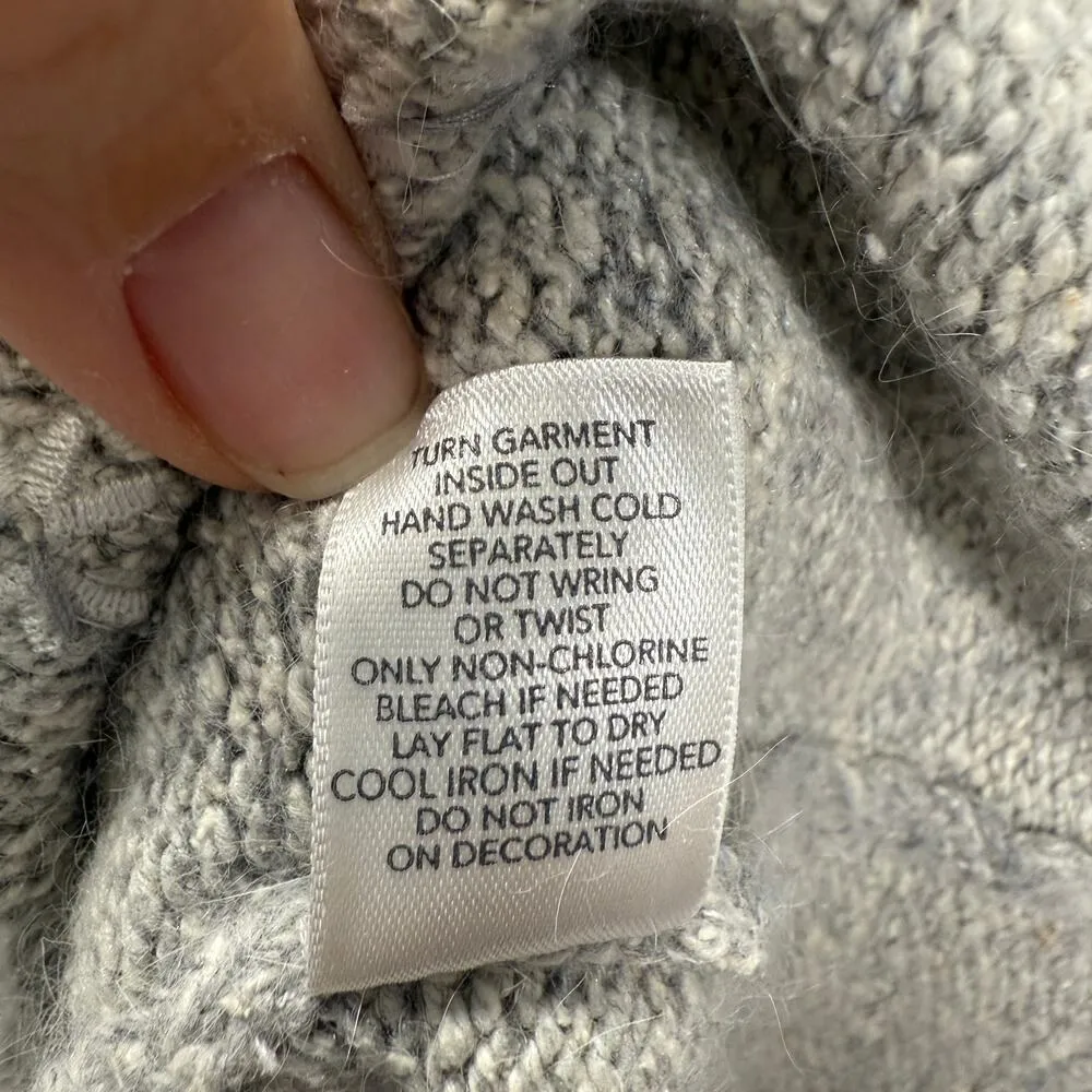 Christopher & Banks Womens Silk Blend Cardigan Sweater Gray Snowflakes XL Beaded - Image 7