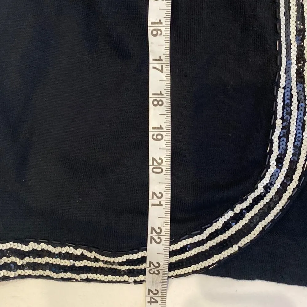 Storybook Knits Holiday Black & White Sequin Cardigan Sweater NWT Sz M Cotton Size M - Image 11