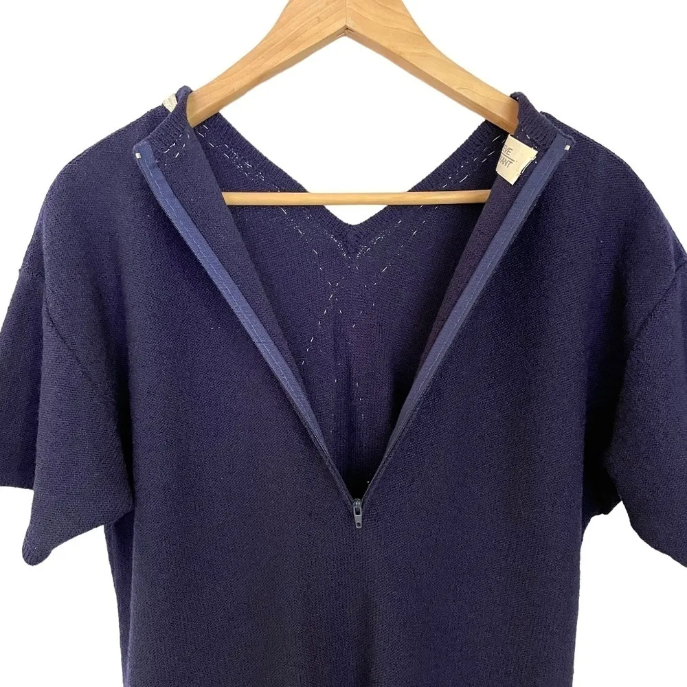 Vintage Steve Fabrikant Nautical Angler Fish Ornament Shift Mini Sweater Dress Blue - Image 4