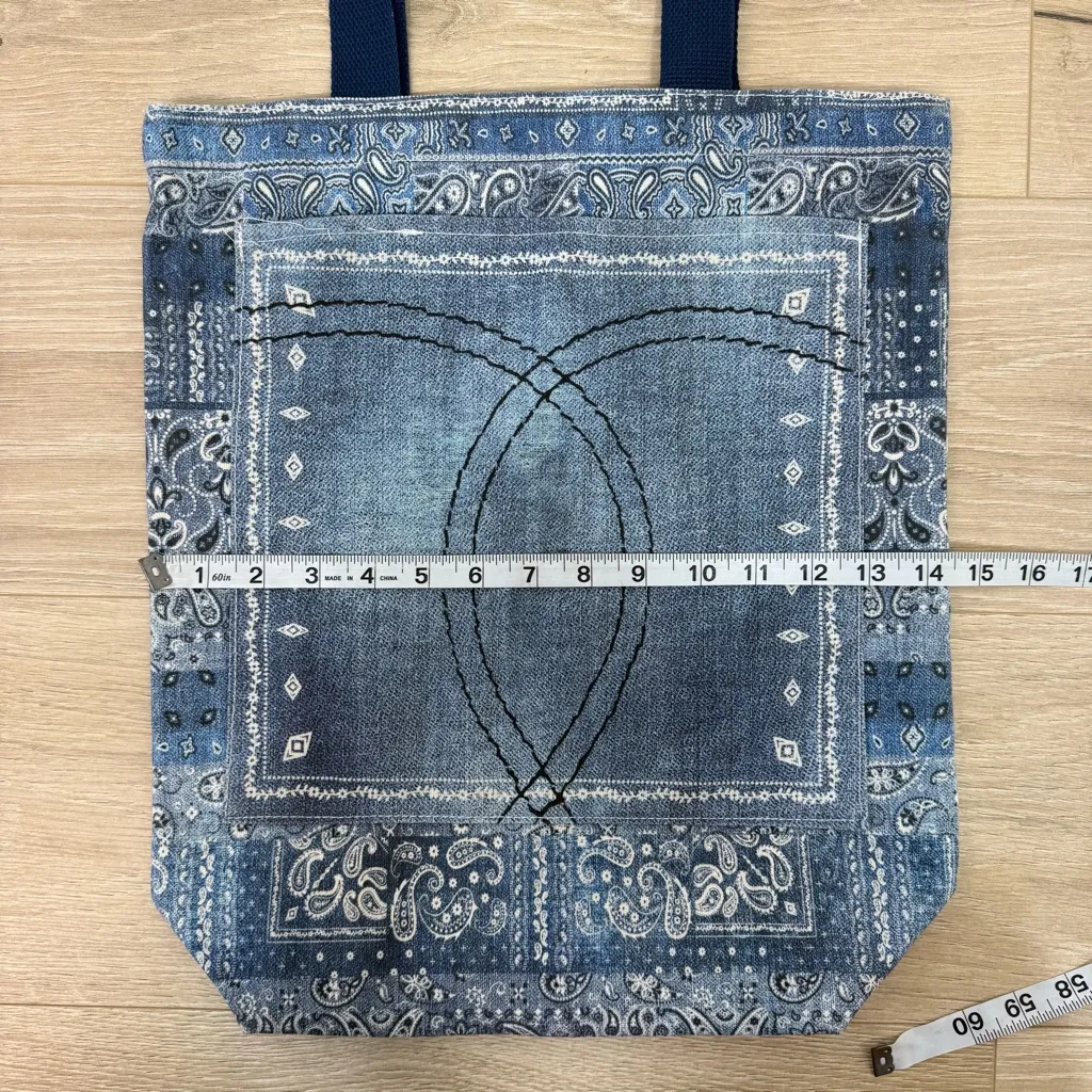 Johnny Was Sasson Denim Canvas Patchwork Tote Bag - Image 7