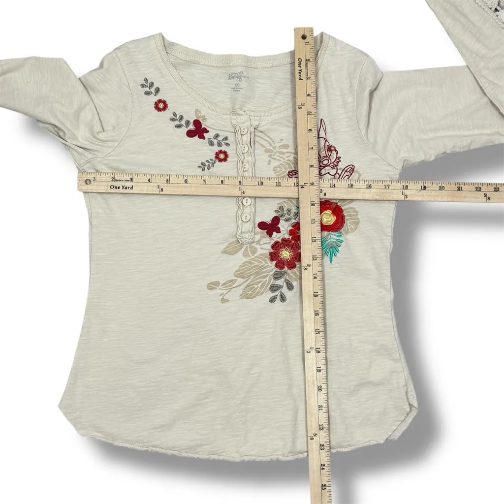 Disney Boutique Hawaiian Bambi Henley Tee Shirt Long Sleeve Cream Medium - Image 11