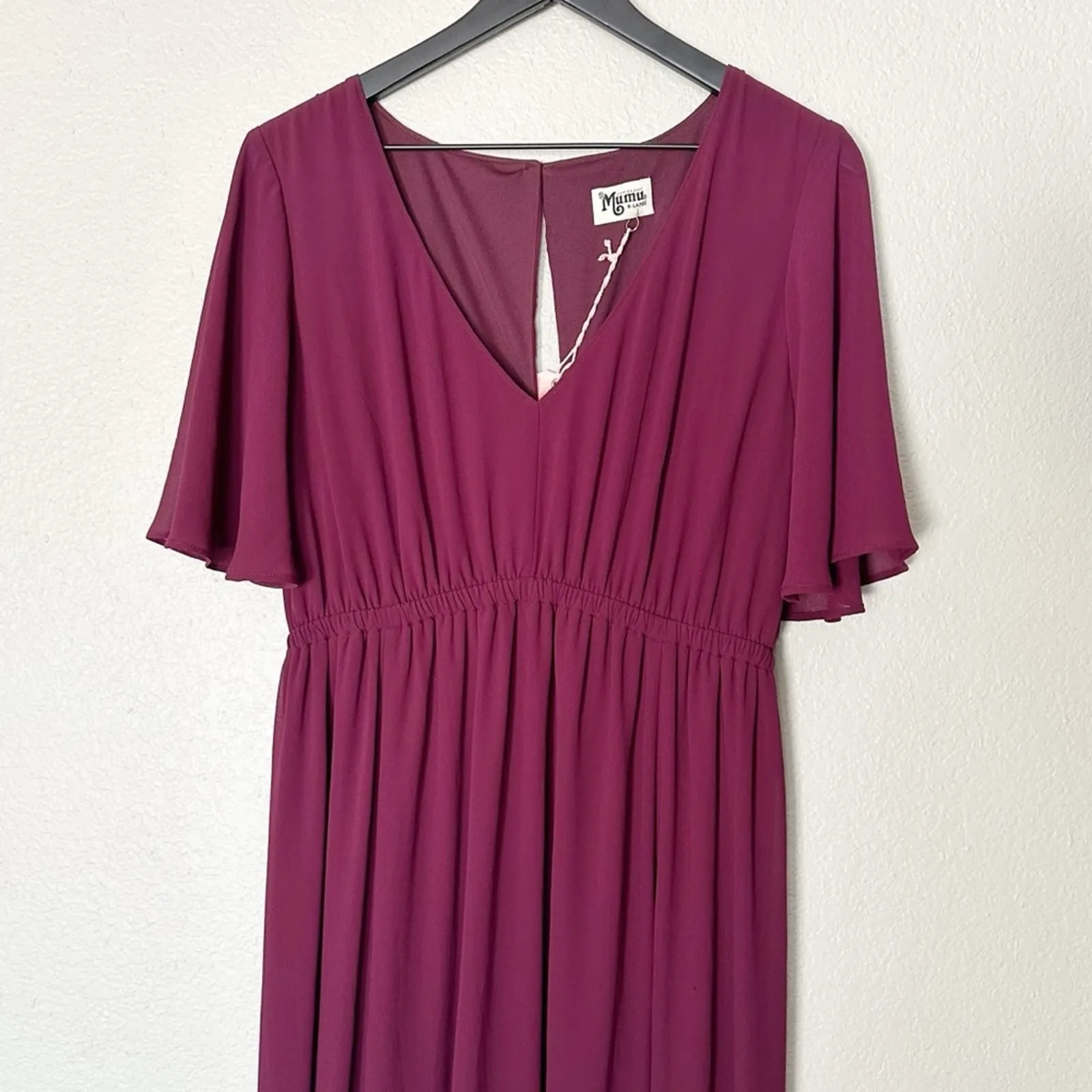 Show Me Your MuMu Emily Empire‎ Maxi Dress Merlot Chiffon Bridesmaid Size XL NEW - Image 5