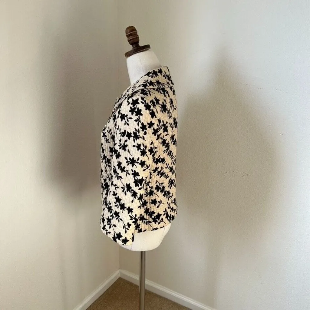 MaxMara Silk Blend Jacket Blazer Made‎ in Italy Women’s Size 8 Quilted Tan Black - Image 4